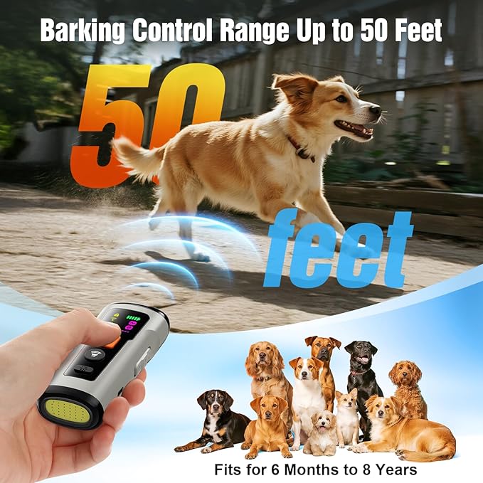 Dog Bark Deterrent Devices, 3X Anti Barking Device for Dogs Ultrasonic Dog Training, Up to 50FT Bark Control Barking Silencer, Correct Bad Behavior Indoor Outdoor Portable Dog Barking Stopper (Grey)
