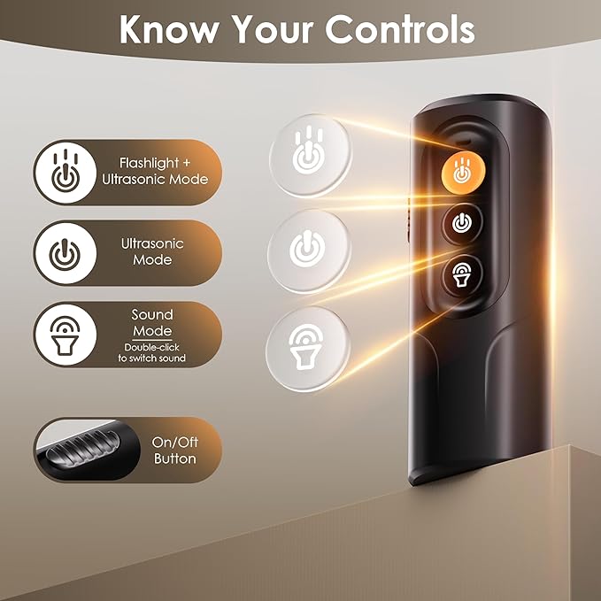 Dog Bark Deterrent Device & Anti Barking Device for Dogs, 50FT Ultrasonic Dog Trainer - Silent to Humans, Safe, Humane, Long-Lasting Rechargeable Black Handheld with LED, Indoor/Outdoor