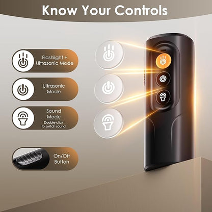 Dog Bark Deterrent Device & Anti Barking Device for Dogs, 50FT Ultrasonic Dog Trainer - Silent to Humans, Safe, Humane, Long-Lasting Rechargeable Black Handheld with LED, Indoor/Outdoor