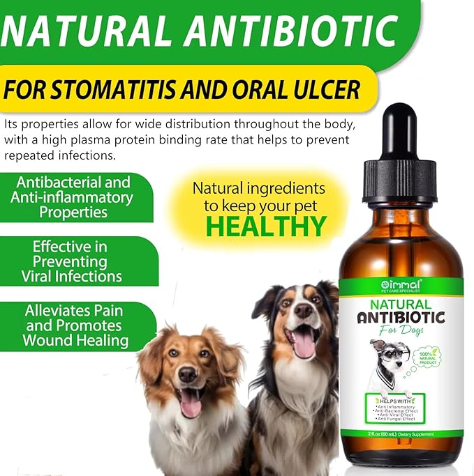 Natural Dog Antibiotics Supplement – Herbal Antibiotics Drops for Immune, Allergy & Skin Support – Itchy Skin, Ear & Hot Spot Relief – for All Breeds
