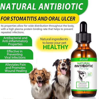 Natural Dog Antibiotics Supplement – Herbal Antibiotics Drops for Immune, Allergy & Skin Support – Itchy Skin, Ear & Hot Spot Relief – for All Breeds