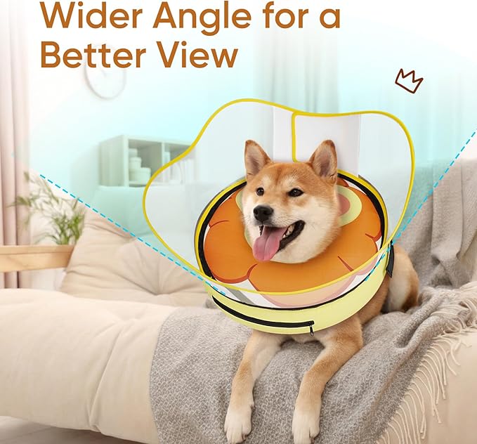 Supet Raised Inflatable Dog Cone Collar to Stop Licking, Funny Soft Pet Cone Alternative for Small Medium Large Dogs, Dog Donut Collar After Surgery