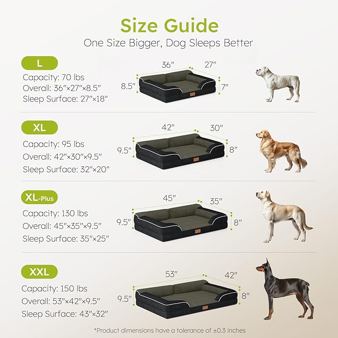 Jumbo Dog Bed for Extra Large Dogs, Orthopedic Dog Bed with Cooling Gel Memory Foam, Waterproof Pet Bed with Removable Washable Cover, 45" Pet Sofa Couch Dutch Velvet with Bone Toy, Black