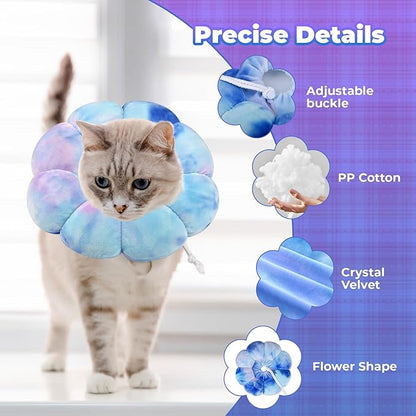 Adjustable Dog Cone Collar, Soft Dog Elizabethan Collar Recovery E Collar After Surgery, Recovery E-Collar for Kittens/Puppies and Cats Recovery (Purple Blue, M)