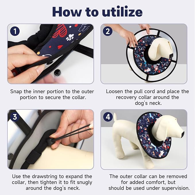 Paw Legend Soft Dog Cone Collar for Dogs After Surgery Pet Recovery Collar for Small Medium Short-Nosed Cats Lightweight Comfy Cone Alternative to Stop Licking, M