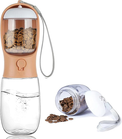 Dog Water Bottle with Food Container, Portable Leak Proof Pet Water Dispenser for Walking Hiking Travel, Puppy Essentials Accessories for Small Large Dogs, Dog Gifts (10oz/15oz/19oz)