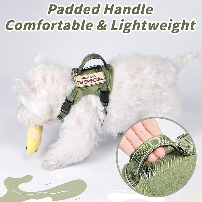 Tactical Dog Harness for Small Dog - Reflective Puppy Pet Vest No Pull Military Service Dog Vest with Vertical Handle XS Dog Harness for Outdoor Training