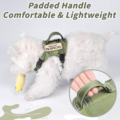 Tactical Dog Harness for Small Dog - Reflective Puppy Pet Vest No Pull Military Service Dog Vest with Vertical Handle XS Dog Harness for Outdoor Training