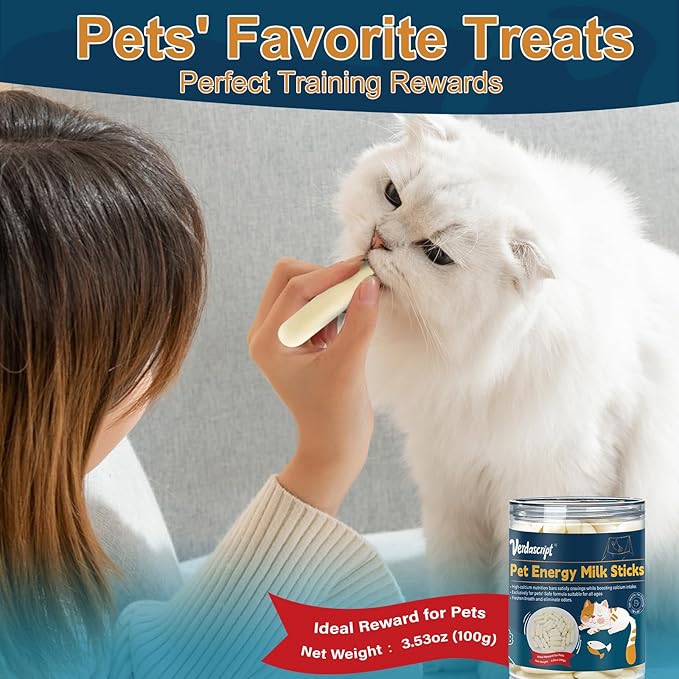Natural High Protein Pet Milk Sticks - 100g Can Calcium Supplement Training Treats for Dogs & Cats Healthy Daily Snack，Teeth Cleaning，Dental Care
