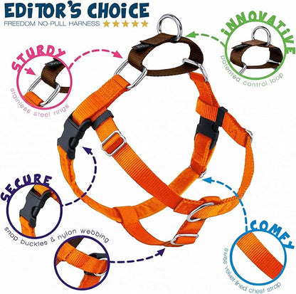 2 Hounds Design Freedom No Pull Dog Harness, Adjustable Harness, Easy Walking & Comfortable Control, Fits Small, Medium & Large Dogs, Solid Colors, Made in USA, 1" XL, Rust