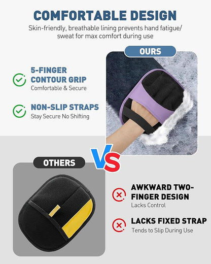Magic Brush Glove Pet Hair - 2 Pack Electrostatic Grooming Removal Gloves for Dogs and Cats, The Magic Brush Pure Path Yomi Pet Grooming Needs, Fur Remover for Furniture, Clothes (Purple)