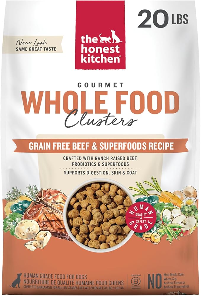 The Honest Kitchen Human Grade Whole Food Clusters Dry Dog Food - Grain Free Beef, 20 lb Bag