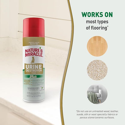 Nature's Miracle Urine Destroyer Plus for Dogs, 17.5 Ounces, Foaming Aerosol for Tough Urine Messes (Pack of 2)