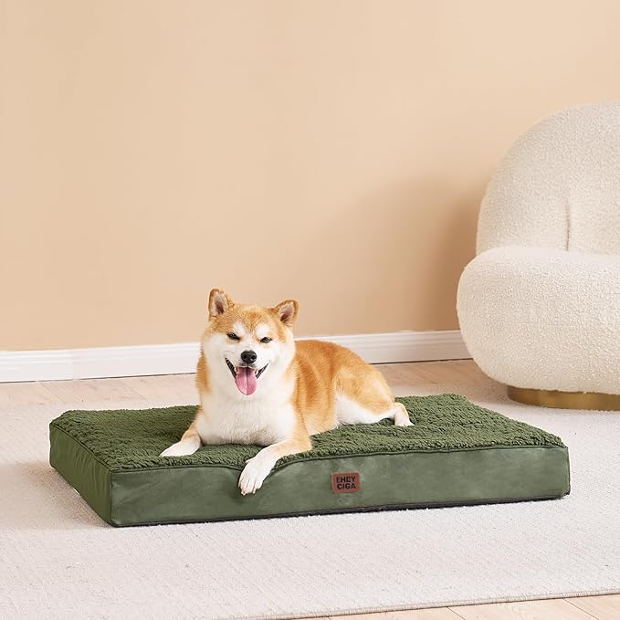 EHEYCIGA Orthopedic XL Dog Beds for Extra Large Dogs with Removable Washable Cover, Dark Green, 44x32