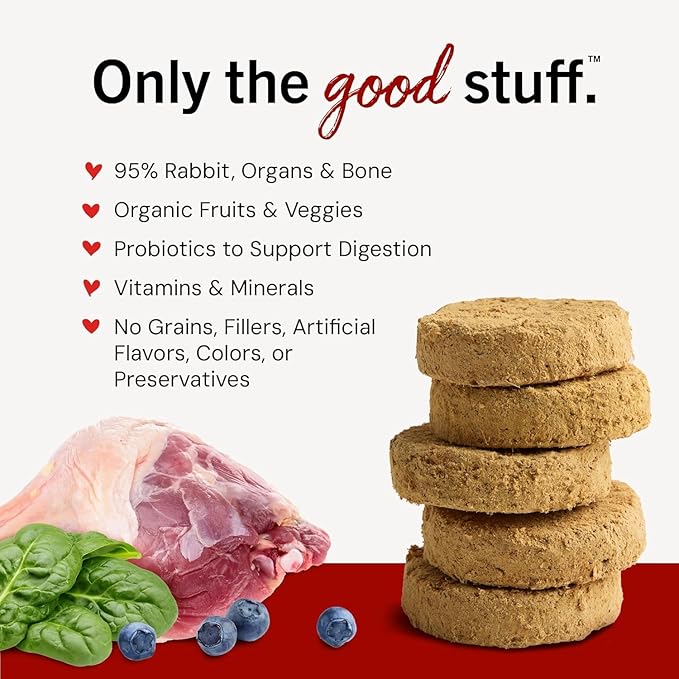 Stella & Chewy's Freeze-Dried Raw Dinner Patties - Absolutely Rabbit Recipe - High Protein Grain-Free Puppy & Dog Food - Perfect for Picky Eaters - 25 oz (Pack of 2)
