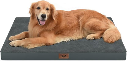 Orthopedic Dog Bed for Extra Large Dogs, XL Comfort Pet Mat for Large Sized Dog 44x32 Inch, Egg Crate Foam with Removable Washable Oxford Cover, Gray