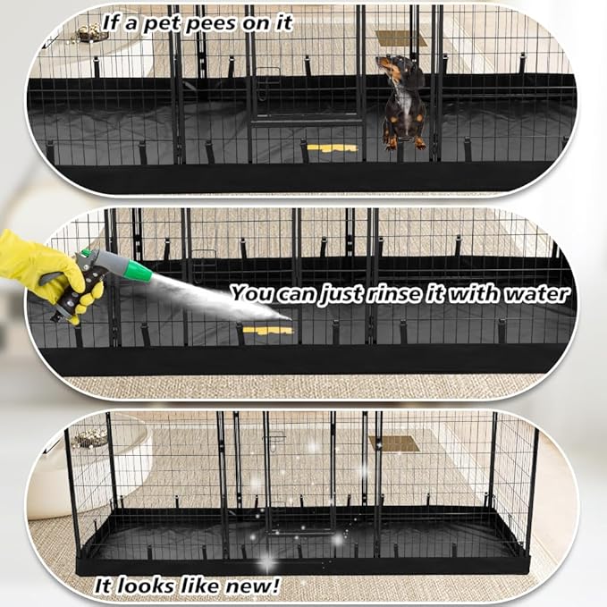 PJYuCien Rectangle Dog Playpen Bottom - Fits 8 Panels, 24'' Width, 24''x72'' Size, 600D Oxford Cloth, Waterproof