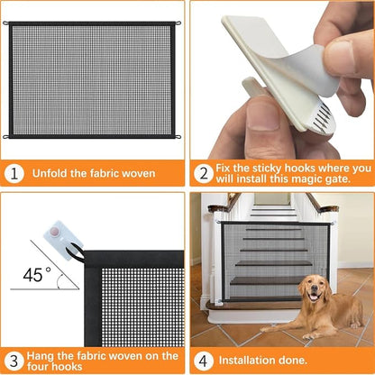 2-Pack Dog Gate for Stairs Pet Gates for The House: Dogs Screen Mesh Gate for Doorways Stairways Indoor Safety 29 inches Tall, 38 inch Wide