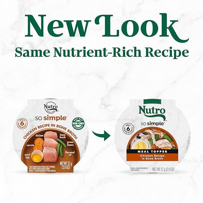 Nutro So Simple Wet Dog Food Meal Complement, Dog Food Toppers Chicken Recipe in Bone Broth, 2 oz. Trays (10 Count, Pack of 1)