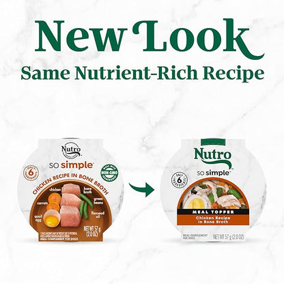 Nutro So Simple Wet Dog Food Meal Complement, Dog Food Toppers Chicken Recipe in Bone Broth, 2 oz. Trays (10 Count, Pack of 1)