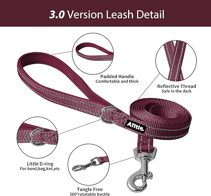 AIITLE Easy Walk Dog Harness and Leash Set - Christmas Pet Supply No Pull, Step in Adjustable Dog Harness with Padded Vest, No Choke Over, Easy to Put on Medium Dogs Burgundy L
