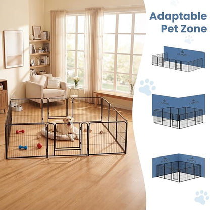DUMOS Dog Playpen Indoor, Metal 40 Inch 12 Panels Foldable Pet Fence with Door, Outdoor Small Medium Large Dog Puppy Portable Exercise Play Pen for RV Camping, Trips, Play Yard