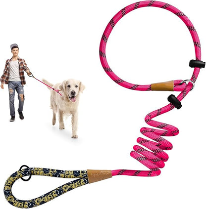 lynxking Slip Lead Dog Leash Reflective, Heavy Duty Comfortable Strong Rope for Large Medium Small Dogs No Pull Pet Training (Pink, 2PCS Large 1/2in x 6ft)