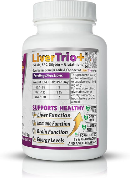 Comprehensive Liver Support Supplement for Large Dogs. Flavorful Chewable Tablets Combining Same, SPC, Silybin A+B, + Glutathione 30Ct (Large)