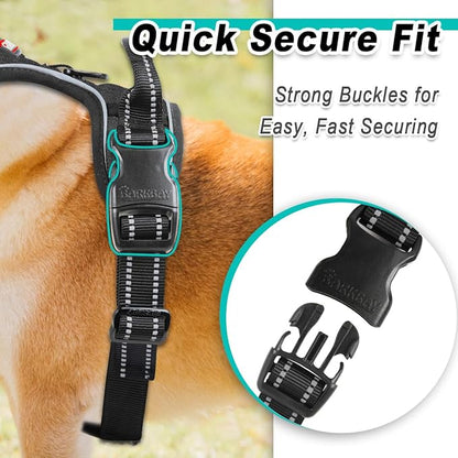 BARKBAY Dog Harness No Pull for Large Dogs - Adjustable, Reflective, Comfortable, No Choke, Heavy-Duty - Perfect for Outdoor Training, Walking, and Hiking - Strong & Durable - L & Black