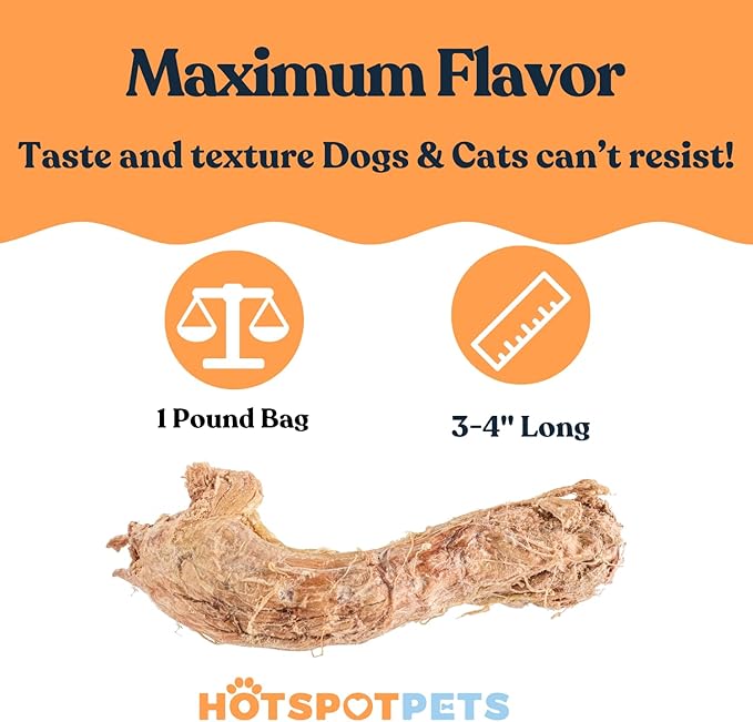 hotspot pets Freeze Dried Chicken Neck Treats for Cats & Dogs - Made in USA, 1lb Big Bag, Single Ingredient All Natural Grain-Free, Crunchy, Perfect for Training, Topper or Snack