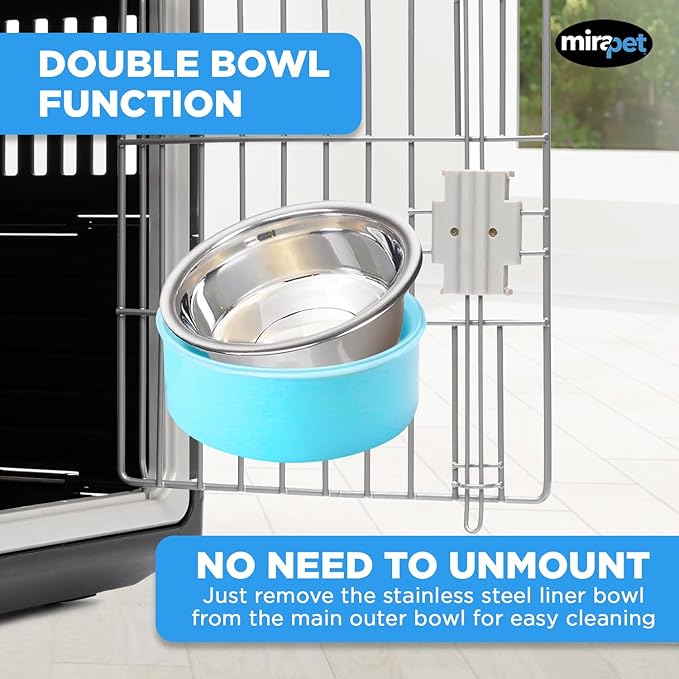 Mirapet's Dog & Cat Bowl Set - Multipurpose Pet Bowls - Premium Quality, Large, Blue