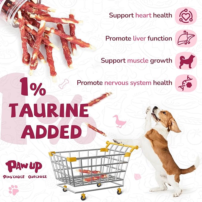 PAWUP Dog Duck Treat Rawhide Sticks, Natural Dog Chew Duck Wrapped Rawhide for Small Dogs, Healthy Hide Twists w/Taurine, 12.5 oz (25-30 Count)