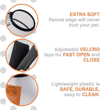 Generic Adjustable Dog Recovery Cone Collar, Transparent PVC, Extra Large (17.1" - 19.7")