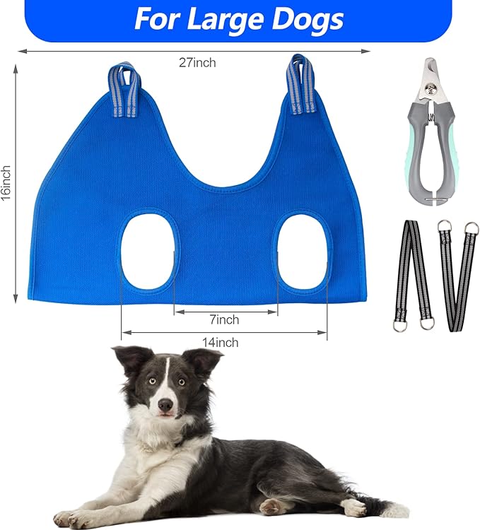 ATESON Pet Grooming Hammock for Medium/Large Dogs with Nail Clippers/Nail Trimmers/Grooming Scissors, Dog Grooming Harness for Nail Trimming, Pet Grooming Sling Helper