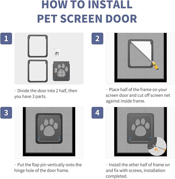 PETLESO Dog Door for Screen Door, Pet Door for Screen Lockable Pet Sliding Door for Small to Large Dogs, Inner Size 12"×14"