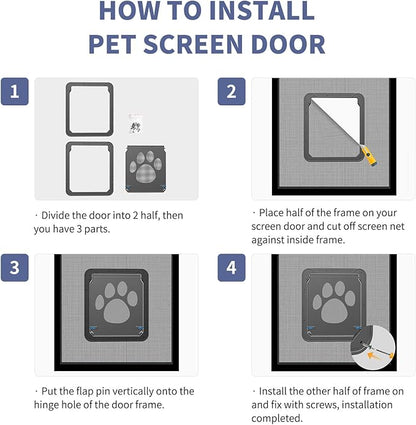 PETLESO Dog Door for Screen Door, Pet Door for Screen Lockable Pet Sliding Door for Small to Large Dogs, Inner Size 12"×14"
