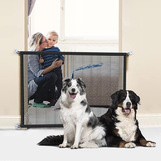 2-Pack Dog Gate for Stairs Pet Gates for The House: Dogs Screen Mesh Gate for Doorways Stairways Indoor Safety 29 inches Tall, 38 inch Wide