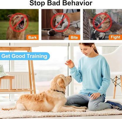 Dog Bark Deterrent Devices Anti Barking Device for Dogs Ultrasonic Bark Stopper Portable Dog Training Tool Indoor Outdoor Up to 50ft Correct Bad Behavior of Own or Neighbor's Dog (Blue)