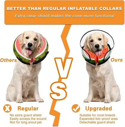 MRSOHRET Dog Cone, Dog Surgery Collar, Inflatable Cones for Small Medium Large Dogs, Watermelon Dog Recovery Collar, Does not Impede Vision