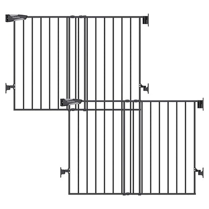 Babelio Baby Gate for Stairs, Kitchen & Doorways, No Bottom Bar| Easy Installation| One-Handed Operation| Auto-Close| Hardware Mount (Drill Needed) Safety Dog Gate (Black - 2 Pcs, 26-43" W, 28" H)