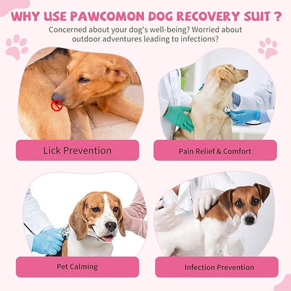 Dog Onesie for After Surgery Recovery Suit Pet Surgical Suit for Female Male Cone E-Collar Alternatives After Spay Abdominal Wounds Protector Dog Anti-Licking Onesie for Small Medium Dogs