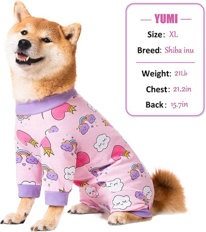 Dog Recovery Suit for Small Medium Large Dogs, Pet Onesie After Surgery Comfort Dog Bodysuit Anti Licking (X-Large, Pink Heart)