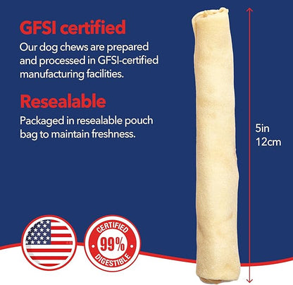 Pet Factory 100% Made in USA Beefhide Chip Rolls Dog Rawhide Chews, Thick, Dog Chews Long Lasting from American Cattle, Dog Chew Bones, 5 Inches (Pack of 22)