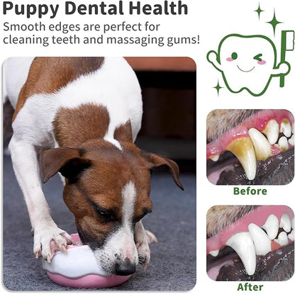 Dog Toys for Aggressive Chewers, Indestructible Squeaky Chew Toy to Keep Them Busy, Interactive Rubber Donut with Milk Flavor & Bounce, Teeth Cleaning for Small Medium Large Breed, Pink