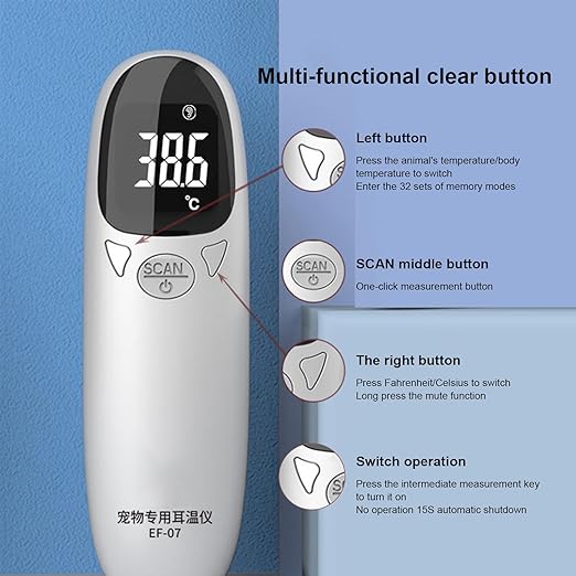 Animal Thermometers - Double Mode Design Veterinary Thermometers, Accurate Puppy Fever Detection Device | Flexible Temperature Options Pet Supplies for Dogs, Clear Led Display, for Cats, Cows