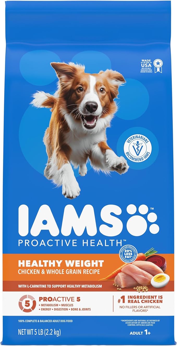 IAMS Proactive Health Healthy Weight Adult Dry Dog Food Chicken & Whole Grain Recipe, 5 lb. Bag