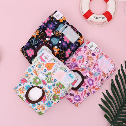 CuteBone Dog Diapers Female Washable Small Medium Large 3 Pack Reusable Doggie Diapers Puppy Period Pants for Doggy Heat Cycle Peeing