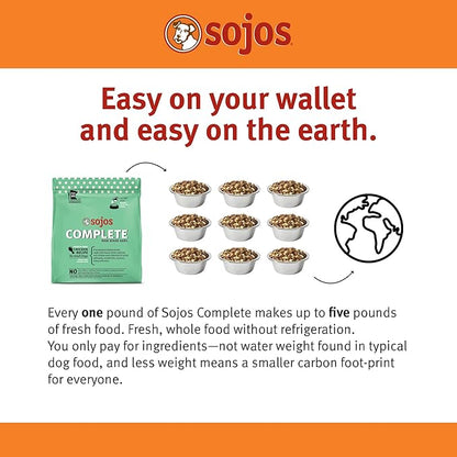 Sojos Complete Freeze Dried Raw Adult Dry Dog Food, Grain Free, Natural, Chicken Recipe, 7 lb Bag