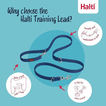 Halti Training Leash - Multifunctional Double-Ended Dog Leash, Ideal for Anti-Pulling Dog Training. Lightweight & Durable. Suitable for Small to Medium Dogs & Puppies (Size Small, Cobalt Blue, 2m)