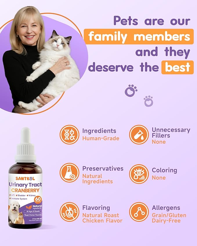 Cat & Dog Urinary Tract Infection Treatment - Cat UTI Treatment - Dog UTI Treatment - for Kidney, Bladder, Urinary Tract - Cranberry Supplement for Dogs Cats with Marshmallow Root, Dandelion, Parsley
